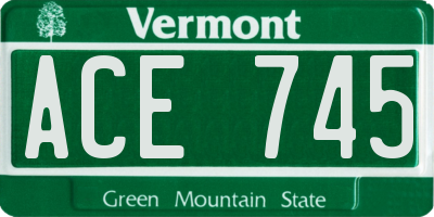 VT license plate ACE745