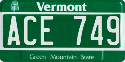 VT license plate ACE749