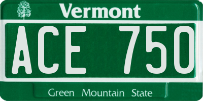 VT license plate ACE750