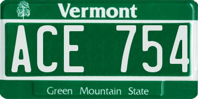 VT license plate ACE754