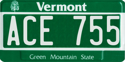 VT license plate ACE755