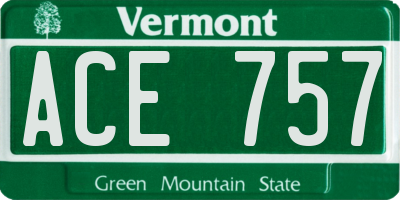 VT license plate ACE757