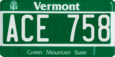 VT license plate ACE758