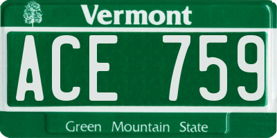 VT license plate ACE759