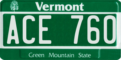 VT license plate ACE760