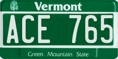 VT license plate ACE765