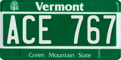 VT license plate ACE767