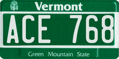 VT license plate ACE768