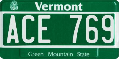 VT license plate ACE769