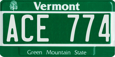 VT license plate ACE774