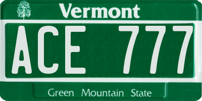 VT license plate ACE777