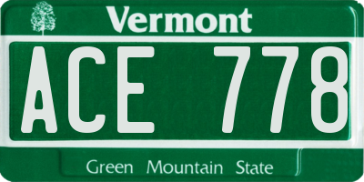 VT license plate ACE778