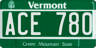 VT license plate ACE780