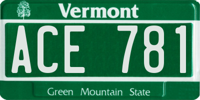 VT license plate ACE781