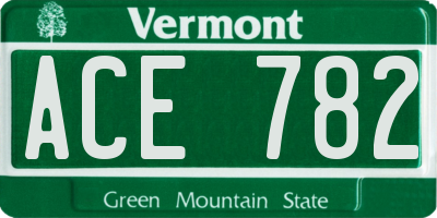 VT license plate ACE782