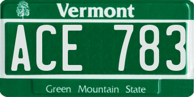 VT license plate ACE783