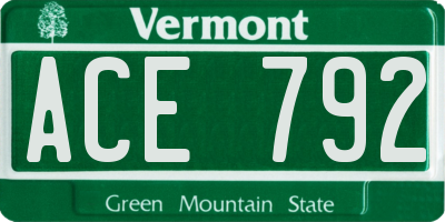 VT license plate ACE792