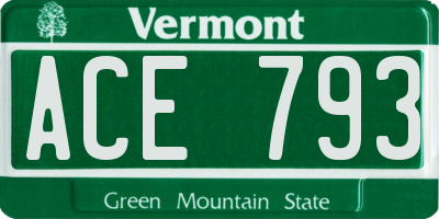 VT license plate ACE793