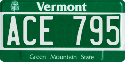 VT license plate ACE795