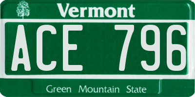 VT license plate ACE796