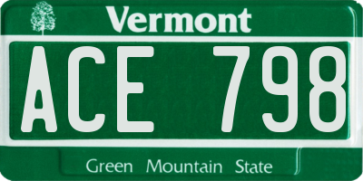 VT license plate ACE798