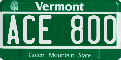 VT license plate ACE800