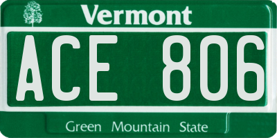 VT license plate ACE806