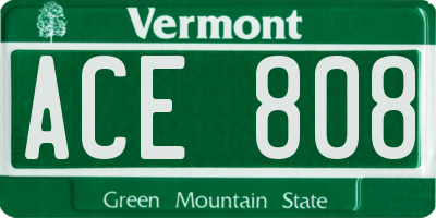 VT license plate ACE808