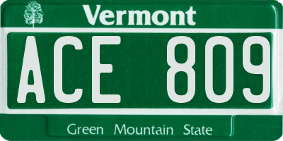 VT license plate ACE809