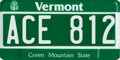 VT license plate ACE812