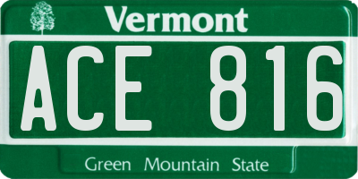 VT license plate ACE816