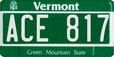 VT license plate ACE817