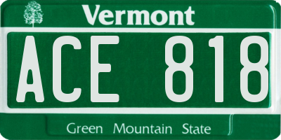 VT license plate ACE818