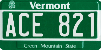 VT license plate ACE821