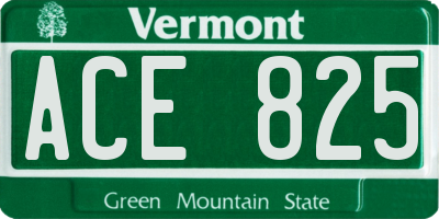 VT license plate ACE825