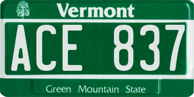 VT license plate ACE837