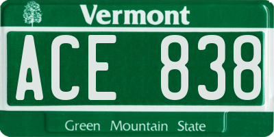 VT license plate ACE838