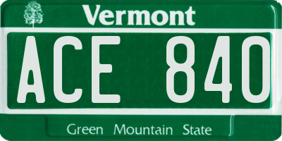 VT license plate ACE840