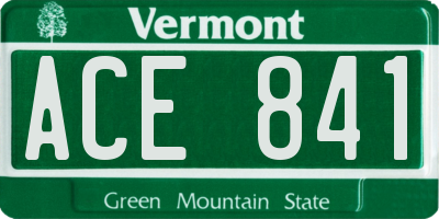 VT license plate ACE841