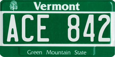 VT license plate ACE842