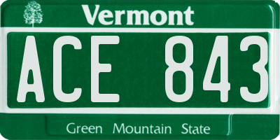 VT license plate ACE843