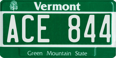 VT license plate ACE844