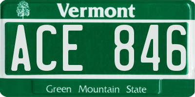 VT license plate ACE846