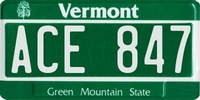 VT license plate ACE847