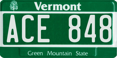 VT license plate ACE848