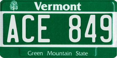 VT license plate ACE849