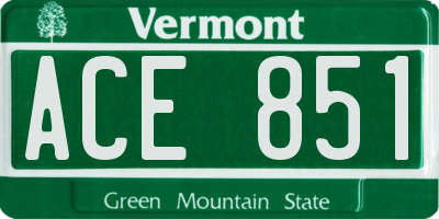 VT license plate ACE851