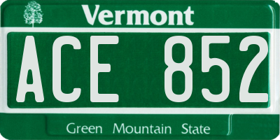 VT license plate ACE852