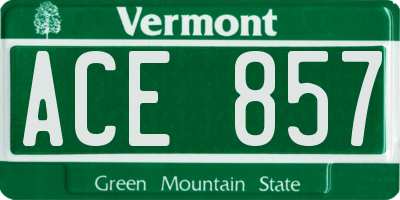 VT license plate ACE857