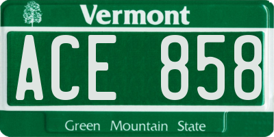 VT license plate ACE858